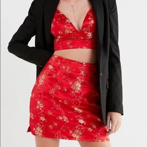 I.AM.GIA Kiko Oriental Red Satin Skirt and Top Set
